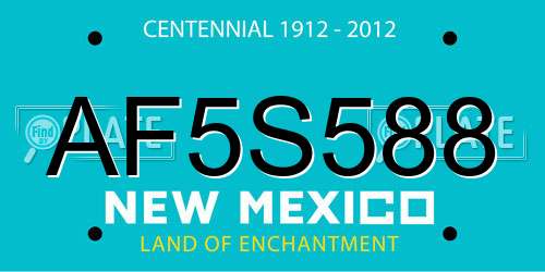 AF5S588 New Mexico License Plate