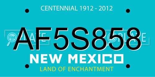 AF5S858 New Mexico License Plate
