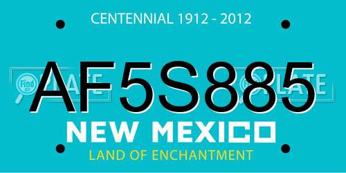 AF5S885 New Mexico License Plate