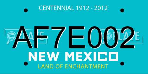AF7E002 New Mexico License Plate