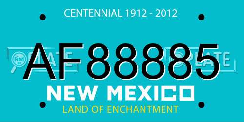 AF88885 New Mexico License Plate
