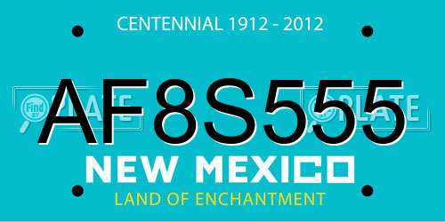 AF8S555 New Mexico License Plate
