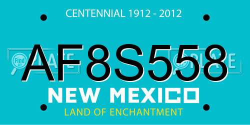 AF8S558 New Mexico License Plate