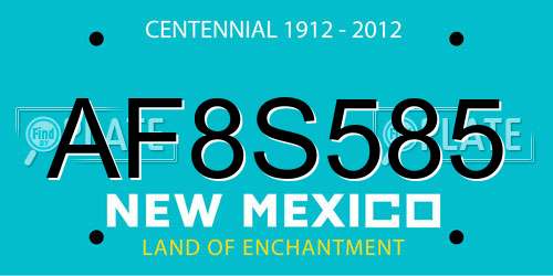 AF8S585 New Mexico License Plate