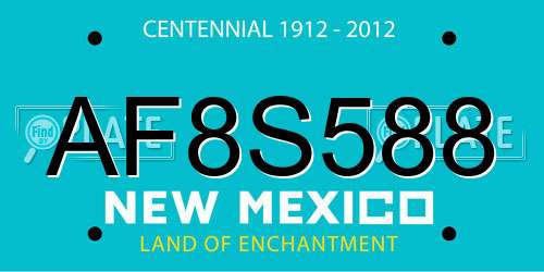 AF8S588 New Mexico License Plate