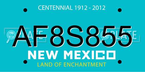 AF8S855 New Mexico License Plate