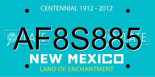 AF8S885 New Mexico License Plate