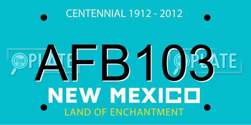 AFB103 New Mexico License Plate