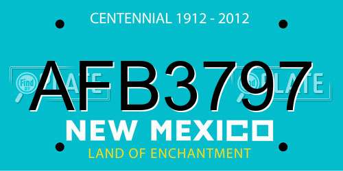 AFB3797 New Mexico License Plate