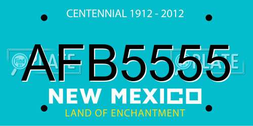 AFB5555 New Mexico License Plate
