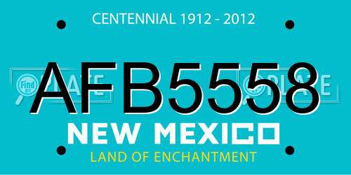 AFB5558 New Mexico License Plate