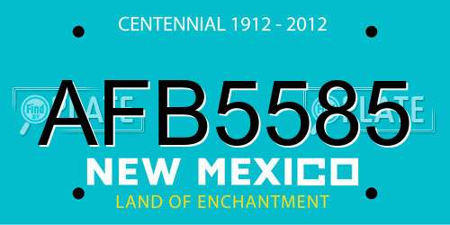 AFB5585 New Mexico License Plate