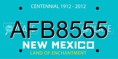 AFB8555 New Mexico License Plate