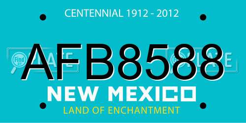 AFB8588 New Mexico License Plate
