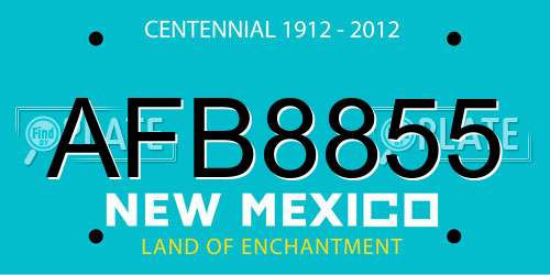 AFB8855 New Mexico License Plate