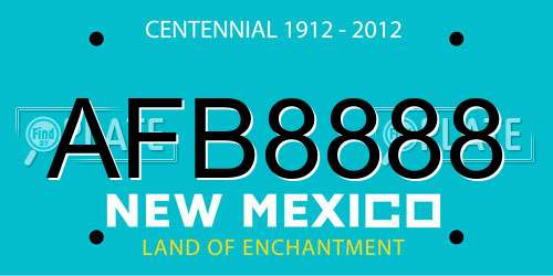 AFB8888 New Mexico License Plate