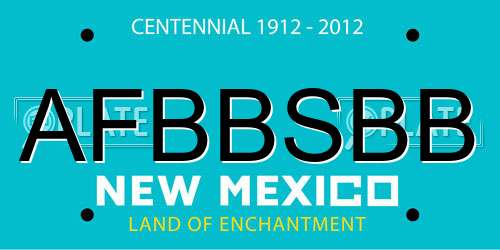 AFBBSBB New Mexico License Plate