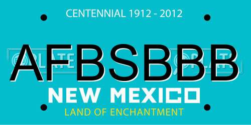 AFBSBBB New Mexico License Plate