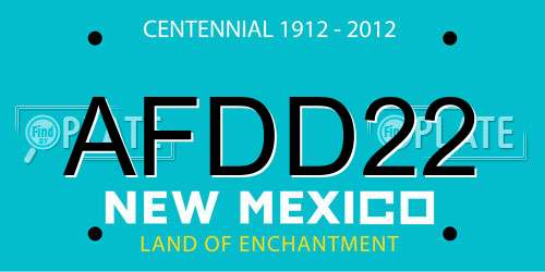 AFDD22 New Mexico License Plate