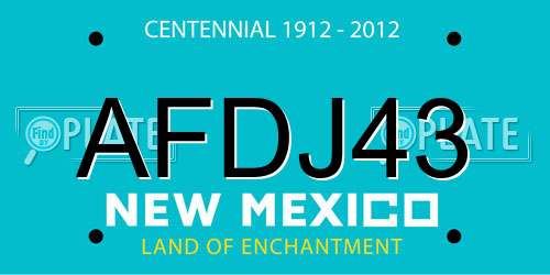 AFDJ43 New Mexico License Plate