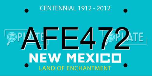 AFE472 New Mexico License Plate