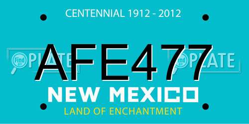 AFE477 New Mexico License Plate