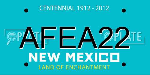 AFEA22 New Mexico License Plate