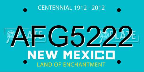 AFG5222 New Mexico License Plate