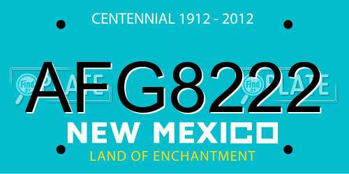 AFG8222 New Mexico License Plate