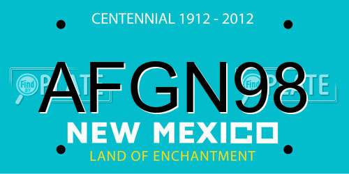 AFGN98 New Mexico License Plate