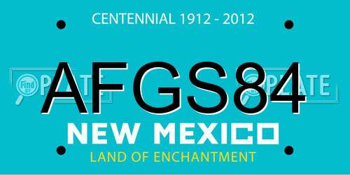AFGS84 New Mexico License Plate