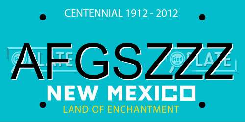 AFGSZZZ New Mexico License Plate