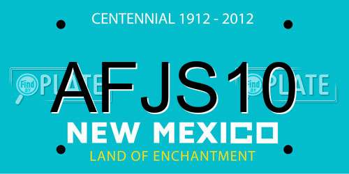 AFJS10 New Mexico License Plate