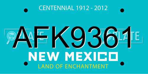 AFK9361 New Mexico License Plate