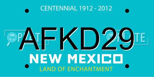 AFKD29 New Mexico License Plate