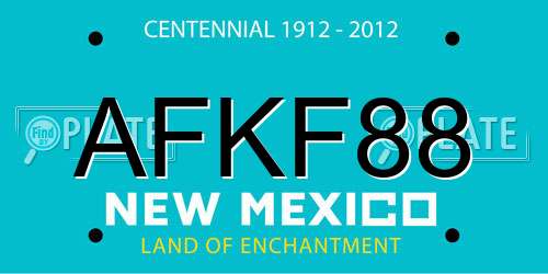 AFKF88 New Mexico License Plate