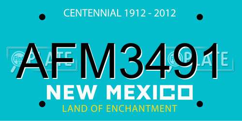 AFM3491 New Mexico License Plate