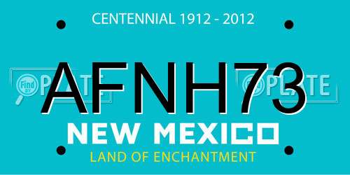 AFNH73 New Mexico License Plate