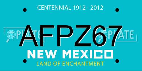 AFPZ67 New Mexico License Plate
