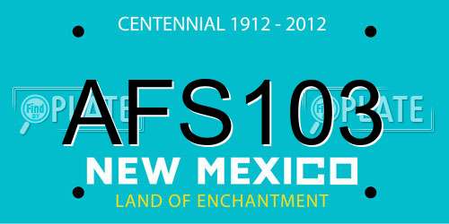AFS103 New Mexico License Plate
