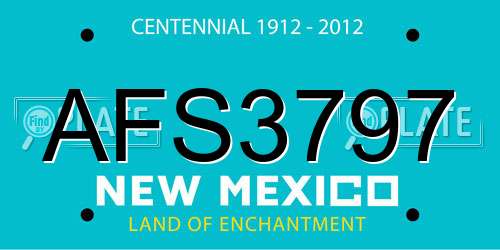 AFS3797 New Mexico License Plate