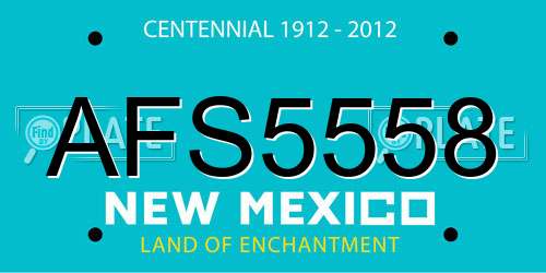 AFS5558 New Mexico License Plate