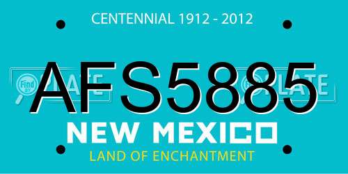 AFS5885 New Mexico License Plate
