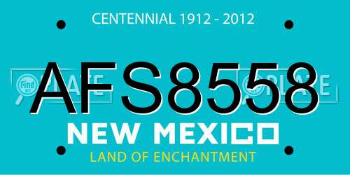 AFS8558 New Mexico License Plate