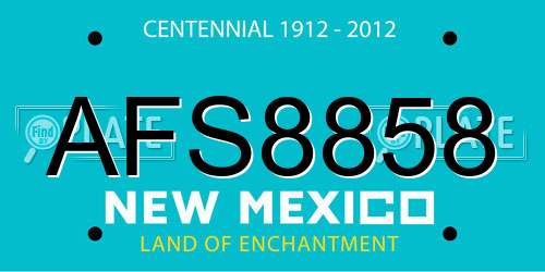 AFS8858 New Mexico License Plate