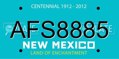 AFS8885 New Mexico License Plate
