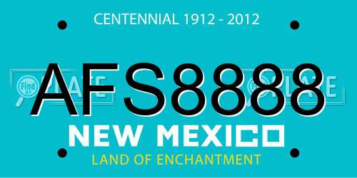 AFS8888 New Mexico License Plate
