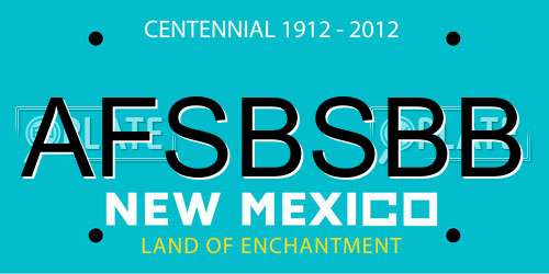 AFSBSBB New Mexico License Plate