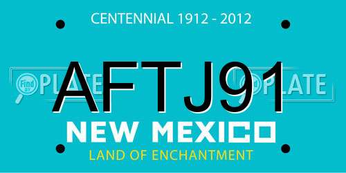 AFTJ91 New Mexico License Plate