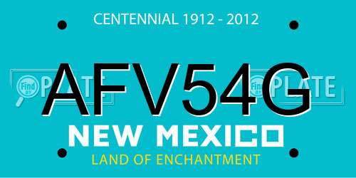 AFV54G New Mexico License Plate